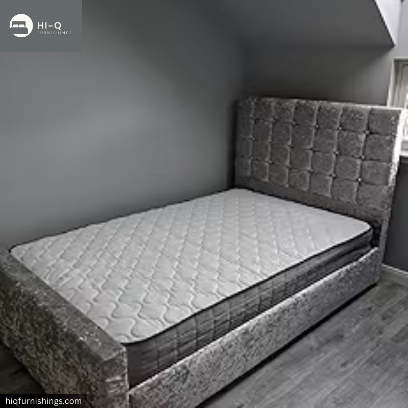 velvet upholstered bed uk